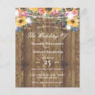 Mariage rustique avec bois, tournesols et lumières
