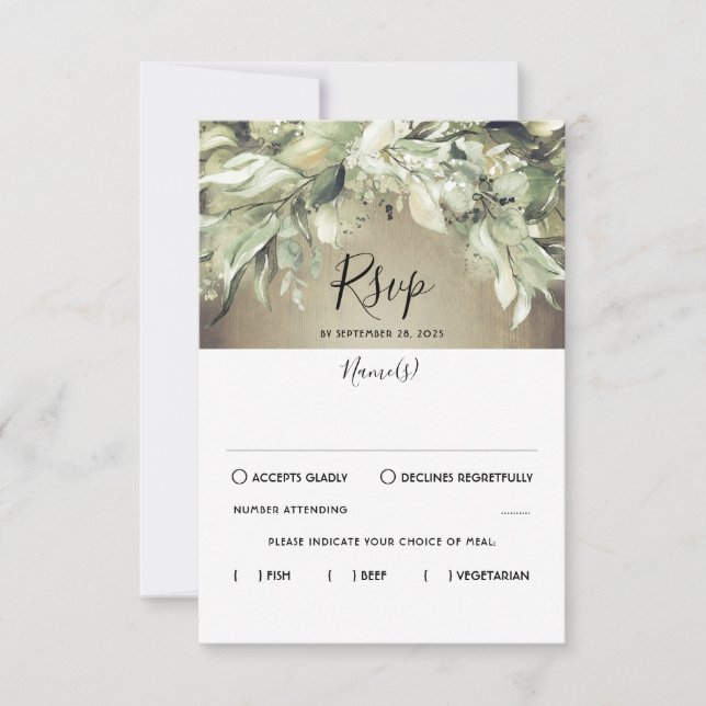 Mariage rustique bois et verdure RSVP (Devant)