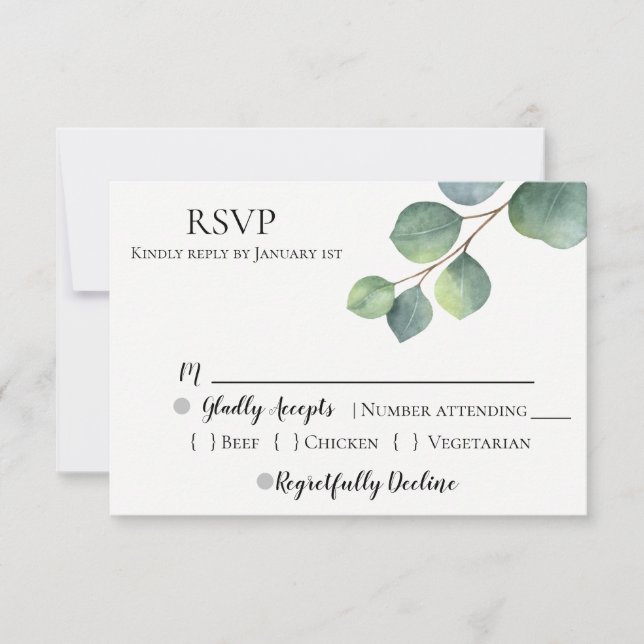 Mariage Rustique Chic Eucalyptus RSVP (Devant)