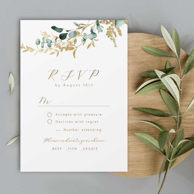 Mariage rustique d'eucalyptus en or vert boho RSVP (Créateur téléchargé)