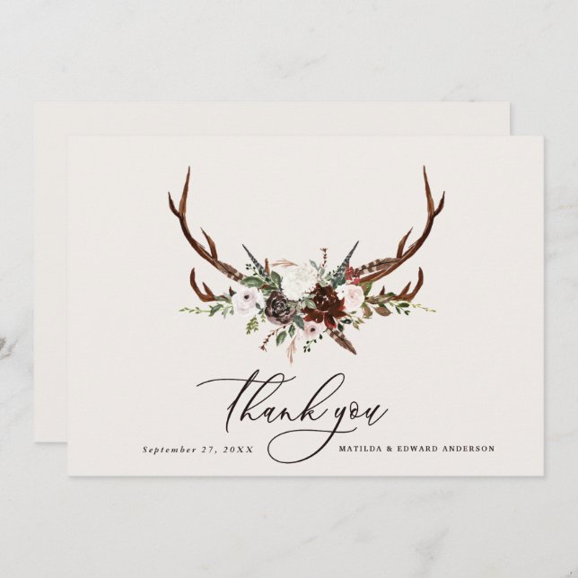 Mariage rustique élégant merci botanique (Devant / Derrière)