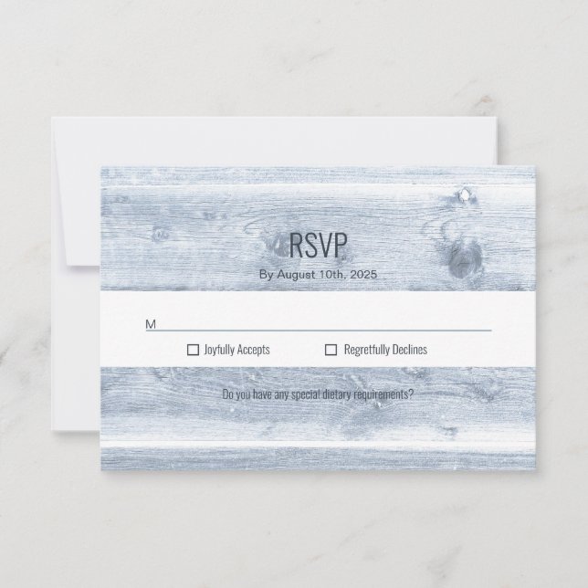 Mariage rustique en bois bleu foncé RSVP (Devant)