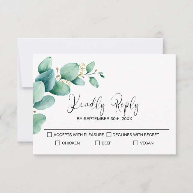 Mariage rustique Eucalyptus RSVP (Devant)