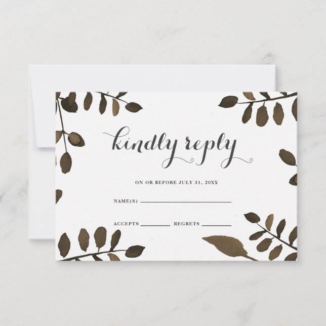 Mariage rustique Feuille botanique RSVP (Devant)