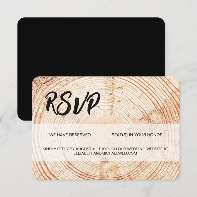Mariage rustique Grain de bois RSVP réservé Siège (Devant / Derrière)