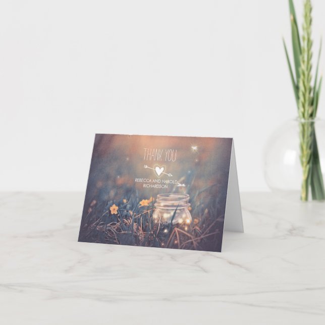 Mariage rustique Merci avec Bocaux Mason de luciol (Devant)