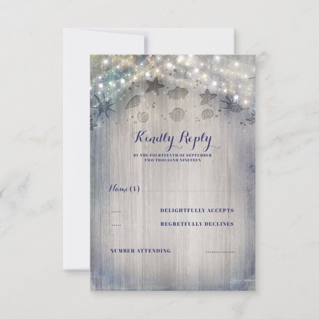 Mariage rustique Nautique RSVP (Devant)