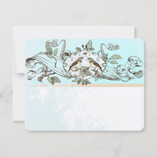 Mariage Rustique Oiseaux Chêne RSVP (Devant)