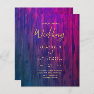 Mariage Rustique Purple Gold Budget Invite