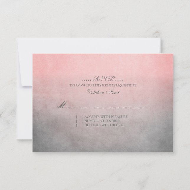 Mariage rustique rose et gris bohème RSVP (Devant)