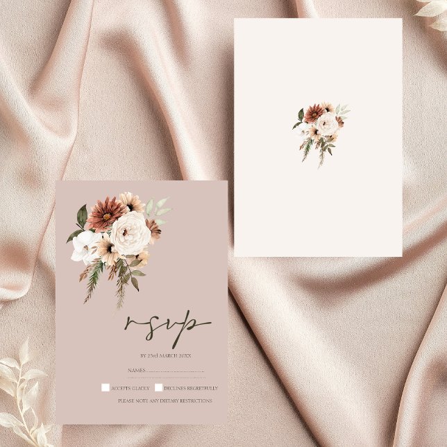 Mariage rustique rose et vert floral RSVP (Rustic Dusty Pink and Green Floral Wedding RSVP)
