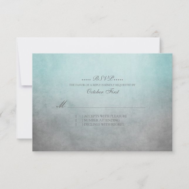 Mariage rustique Turquoise et gris bohème RSVP (Devant)