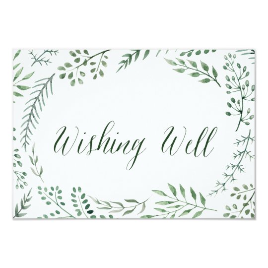 Mariage rustique vert de guirlande souhaitant bien carton d'invitation 8,89 cm x 12,70 cm