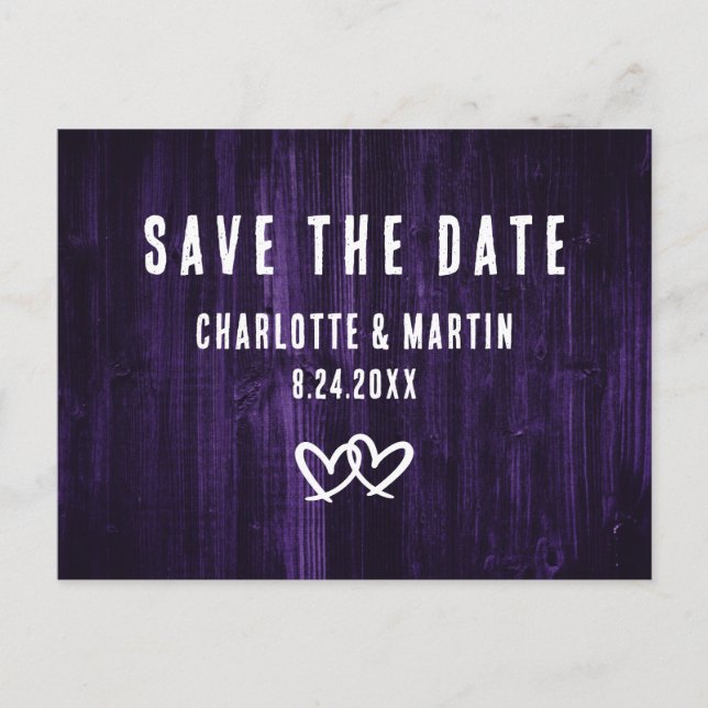 Mariage Rustique Violet Enregistrer La Date Carte  (Devant)