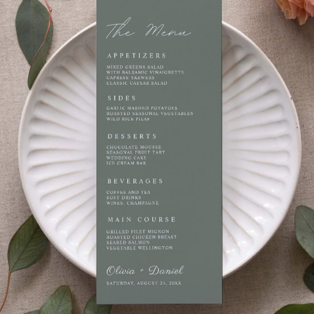 Mariage Sage Green Cartes de menu Modèle (Sage Green Wedding Menu Cards Template)
