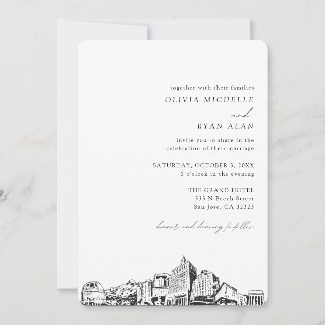 Mariage San Jose Elegant Skyline Invitation (Devant)
