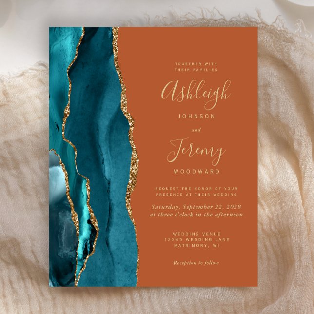 Mariage sarcelle dorée agate budget orange brûlé r (Créateur téléchargé)