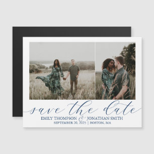 Mariage Sauver la date Magnets deux photos dans la