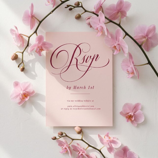 Mariage Script Raisin RSVP Blush (Créateur téléchargé)