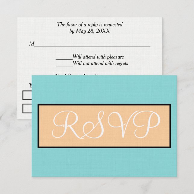 Mariage Seafoam Bleu Beige Blanc RSVP  (Devant / Derrière)