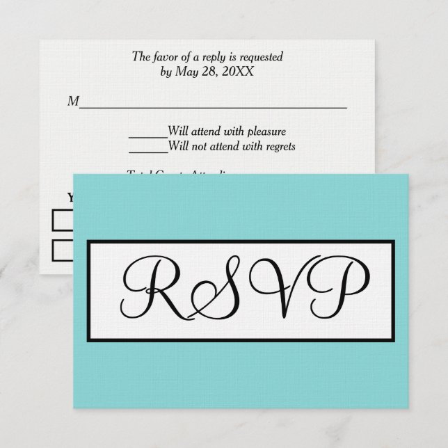 Mariage Seafoam Bleu Blanc RSVP  (Devant / Derrière)