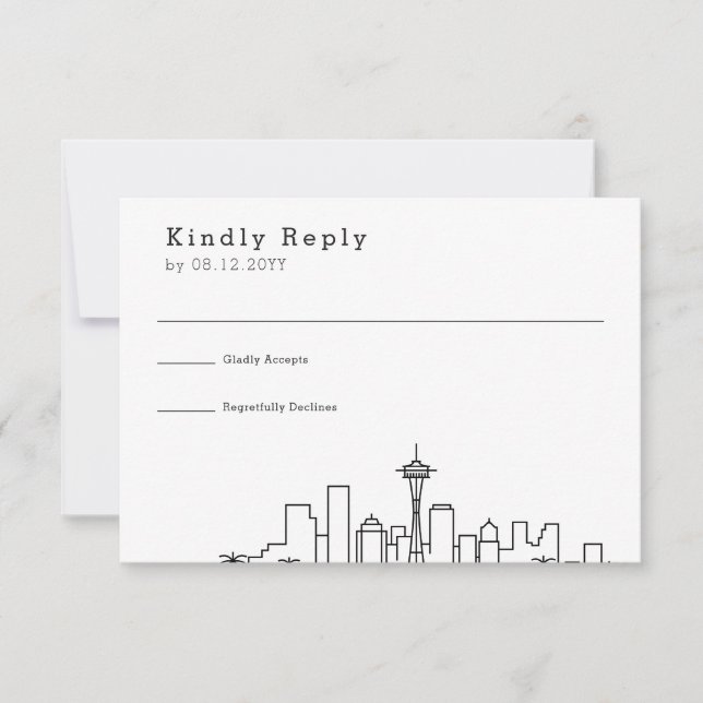Mariage Seattle | Stylisé Skyline RSVP (Devant)
