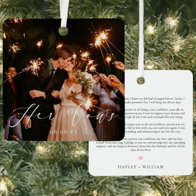 Mariage Ses Vows Photo Keepsaké Ornement en métal (Créateur téléchargé)