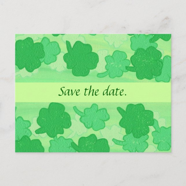 Mariage Shamrock vert Enregistrer la date Cartes p (Devant)