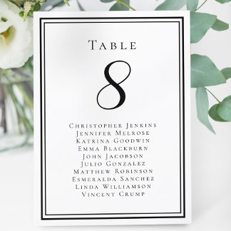Mariage Sièges Invité Numéro de table Noir & Blanc