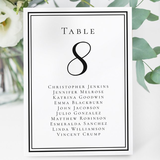Mariage Sièges Invité Numéro de table Noir & Blanc (Wedding Seating Guest Table Number Black & White)