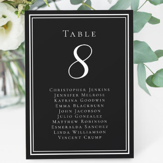 Mariage Sièges Numéro de table Noms invités Noir