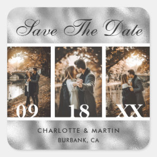 Mariage Silver Foil Photo Enregistrer Les Stickers