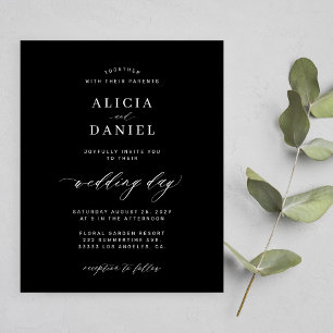 Mariage simple avec écriture minimaliste noire sur