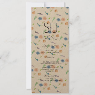 Mariage Simple Botanique Aquarelle Menu Dîner