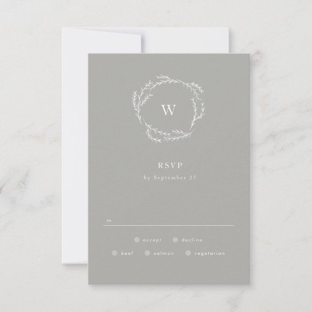 Mariage simple de germe gris et blanc RSVP (Devant)