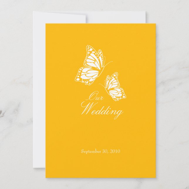 Mariage simple de papillons jaunes Faire-part 2 (Devant)