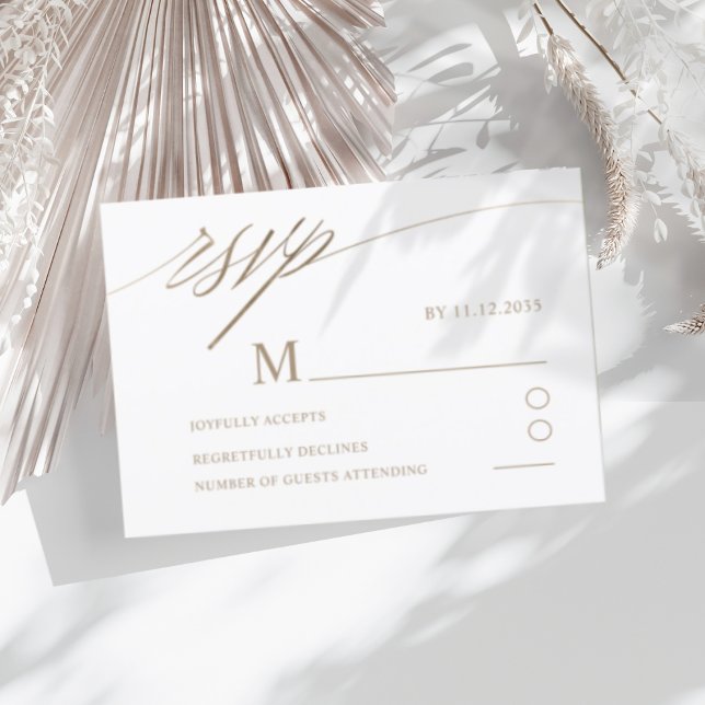 Mariage simple Faux Gold Calligraphy RSVP (Créateur téléchargé)