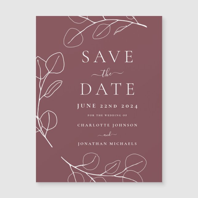 Mariage Simple Feuilles Bourguignon Moderne (Devant)