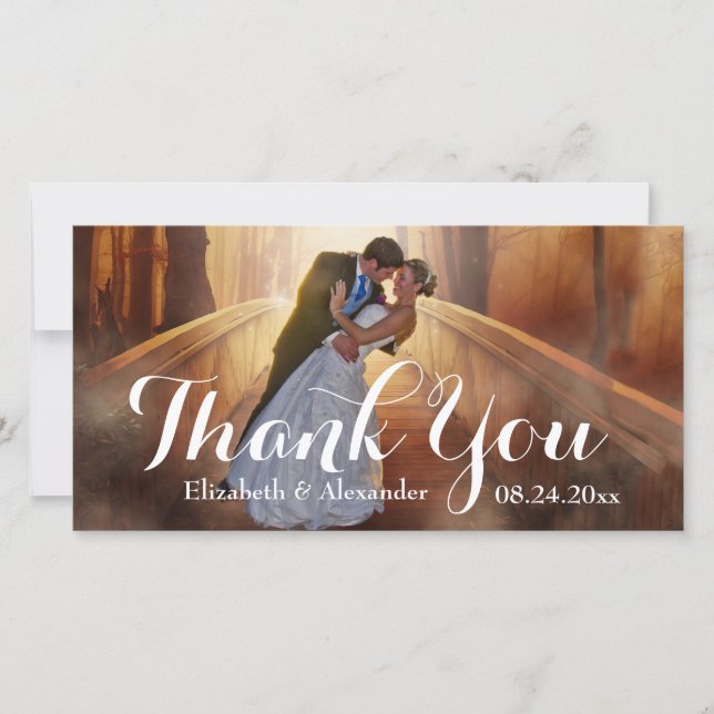 Mariage simple grand Carte photo Merci (Devant)