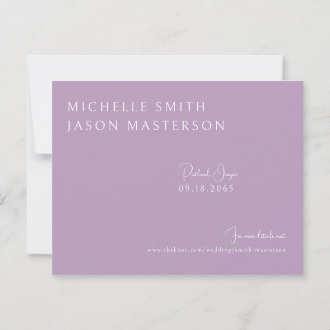 Mariage simple Lavender Enregistrer la date (Dos)