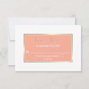Mariage simple moderne de cadre or corail RSVP