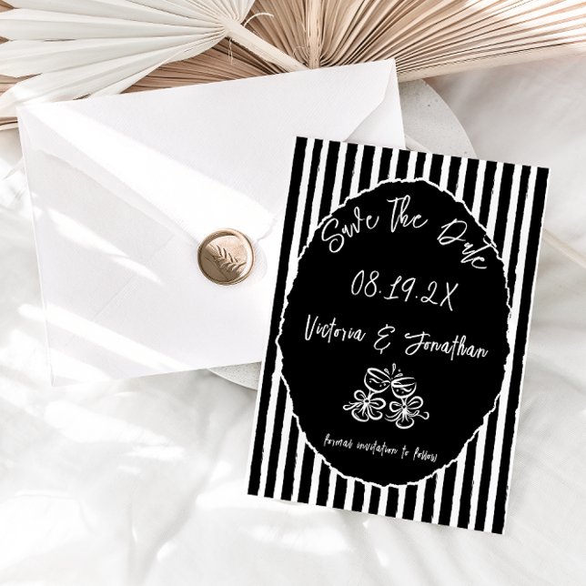 Mariage simple noir et blanc, carte de sauvegarde  (Créateur téléchargé)
