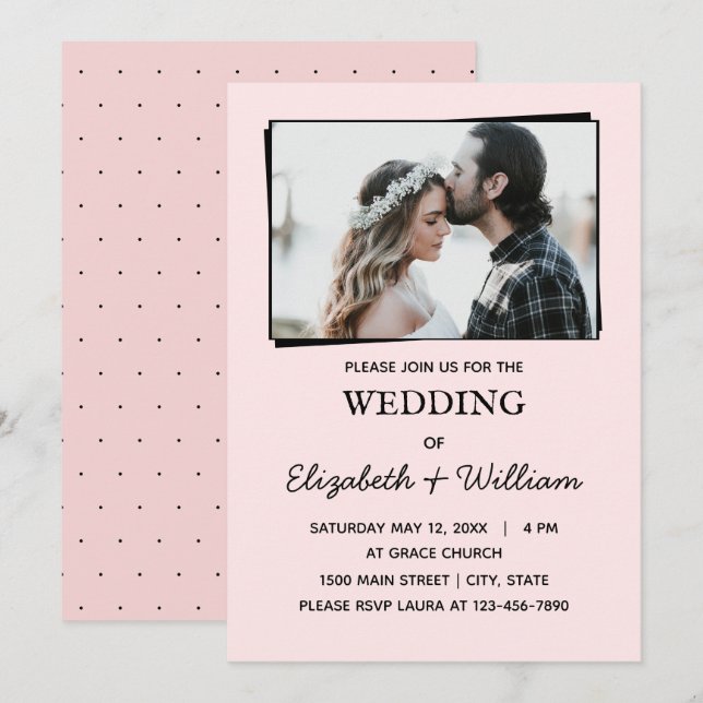 Mariage Simple Photo Élégante Invitation (Devant / Derrière)