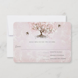 Mariage simple Pink Heart Leaf Tree RSVP