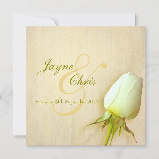 Mariage simple rose carré invitation (Devant)