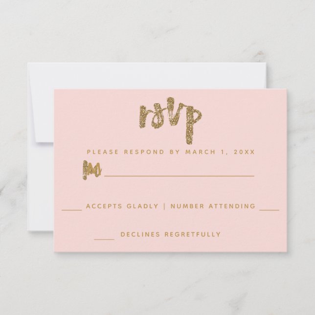 Mariage Simple Rose Poudré Doré RSVP (Devant)