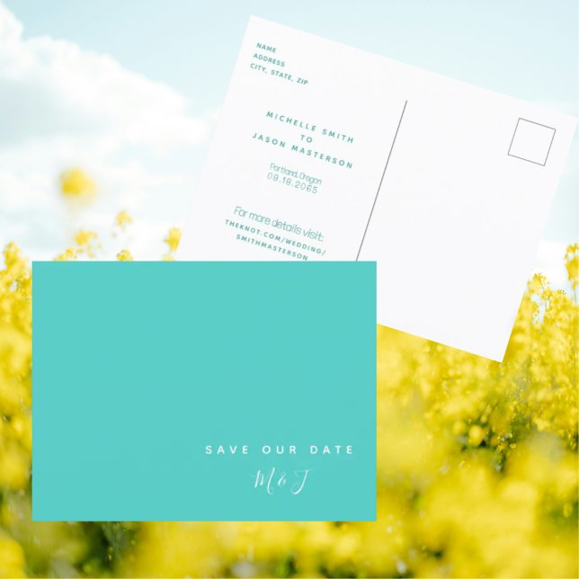 Mariage simple Turquoise Enregistrer la date Carte (Créateur téléchargé)