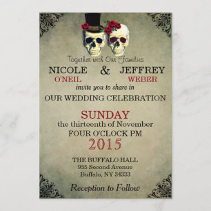 Mariage Skeleton Mariée Groom Skuls Invitation