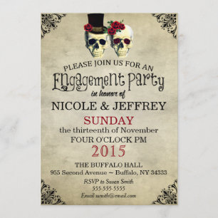 Mariage Skeleton Skull Engagement Party Invitation