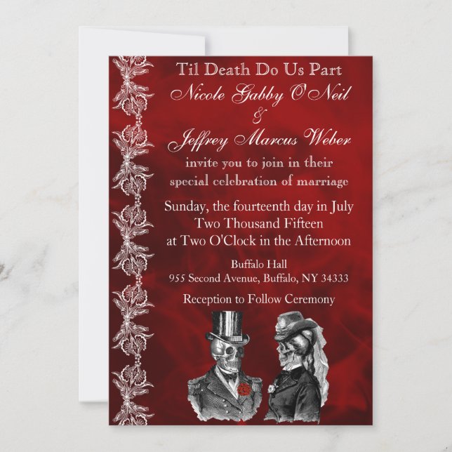 Mariage Skeleton Skuls Invitation (Devant)